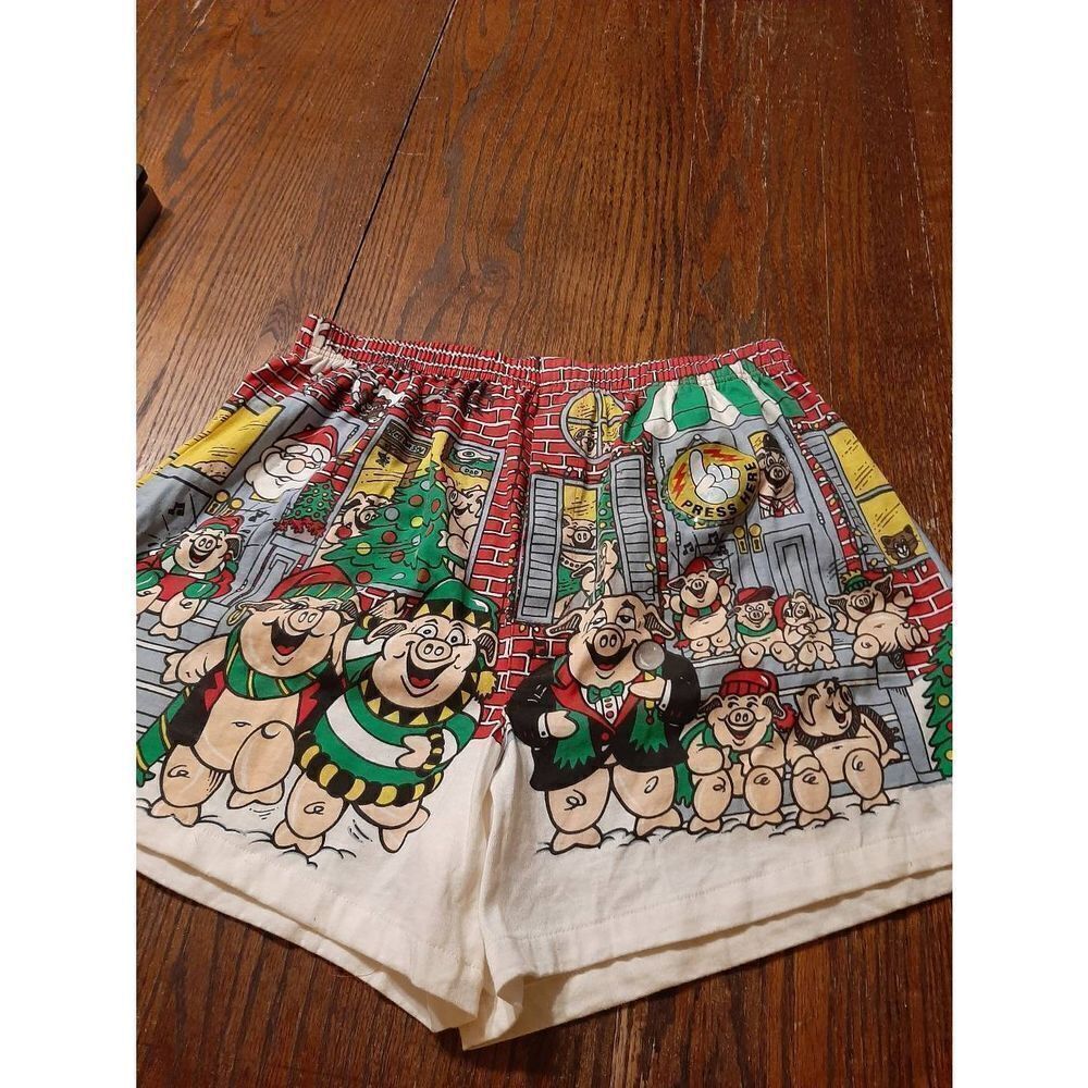 New Large Underwear Fun to Wear DA Land Designs Pig Christmas Boxer Shorts Sound